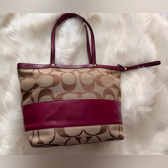 Coach Handbags - Coach Burgundy Monogram Chelsea Tote Purse